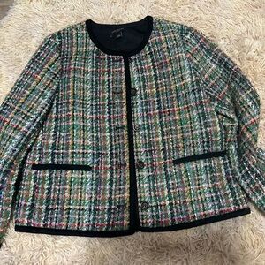 Ann Taylor Petite Black and Multicolor Jacket
